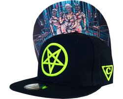 Capiche® Snapback Pet Heren – Cursed Nurse – Zwart & Neongroene Pentagram – Verstelbaar met Druksluiting – Sportcap – Baseball Cap – Mannen Cap – Vervloekte Verpleegkundige Pet