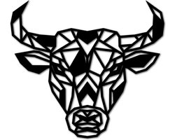 Houten Dierenkop - Stier - Mega, Zwart MDF