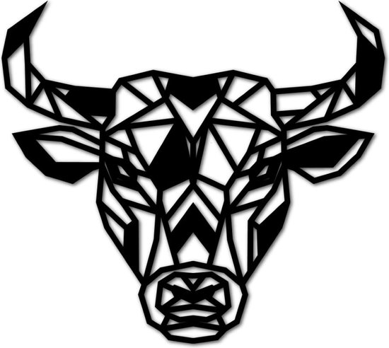 Houten Dierenkop - Stier - Mega, Zwart MDF