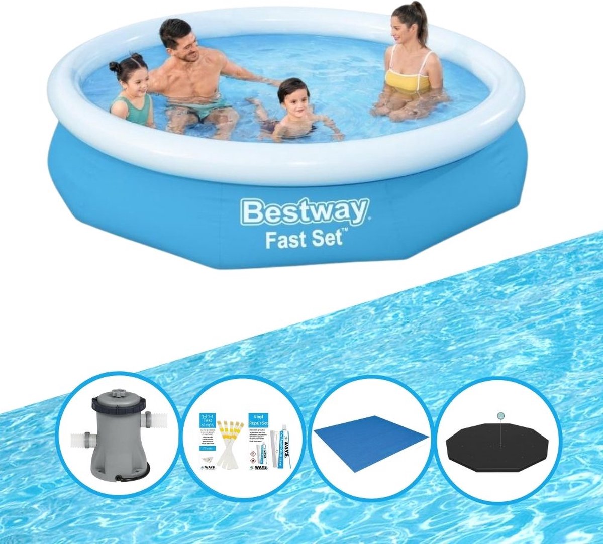 Bestway Zwembad Fast Set - Inclusief accessoires - 305x66 cm