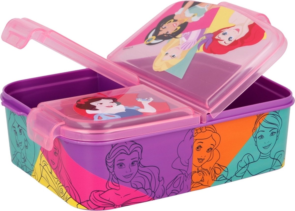 Disney Prinsessen Broodtrommel 3 vakjes - Officieel gelicentieerd -18x13 cm - Brooddoos -Lunchbox
