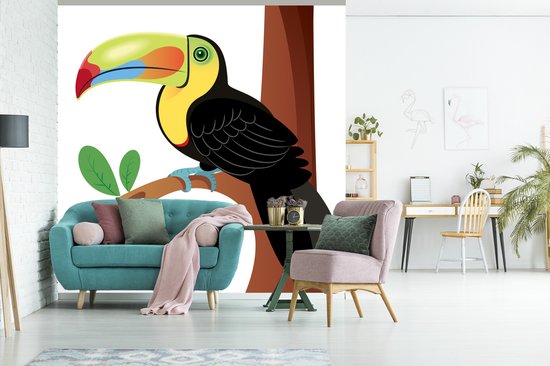 Papier peint photo vinyle - Une illustration vectorielle d'un toucan coloré largeur 350 cm x hauteur 350 cm - Tirage photo sur papier peint (disponible en 7 tailles)
