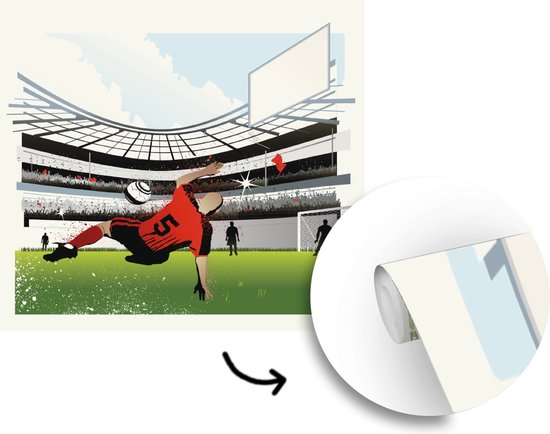 Papier peint photo vinyle - Une illustration d'un tir dans le stade de football largeur 280 cm x hauteur 280 cm - Tirage photo sur papier peint (disponible en 7 tailles)