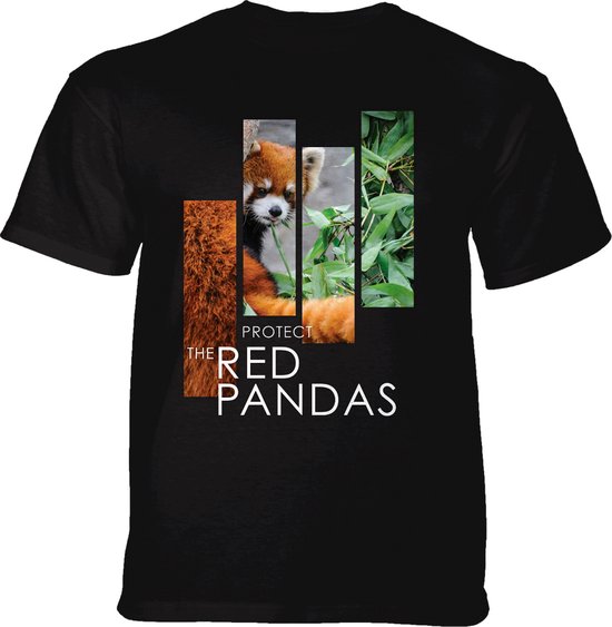 T-shirt Protect Red Panda Split Portrait Black M
