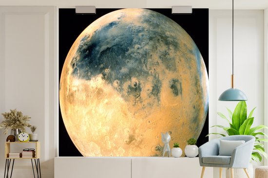 Behang - Fotobehang Geelgekleurde planeet Mars - Breedte 240 cm x hoogte 240 cm