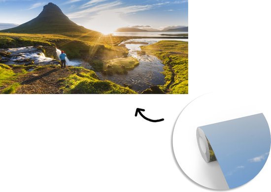 Papier peint photo Snæfellsnes - montagne Kirkjufell au lever du soleil en Islande largeur 395 cm x hauteur 220 cm - Impression photo sur papier peint en vinyle (disponible en 7 tailles) - chambre / chambre / bureau de vie