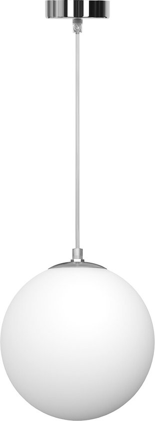 LED Hanglamp - Hangverlichting - E27 Fitting - Rond - Mat Wit - Glas