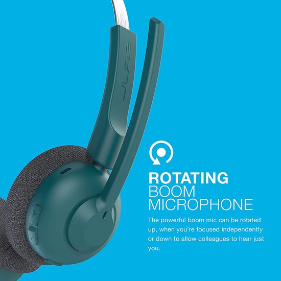 JLab Go Work Pop Headset met Microfoon - Draadloze Headset Bluetooth - Noise Cancelling Microfoon - 50 Uur Speeltijd - Groen