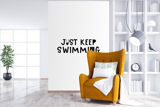 Illustration pour enfants avec une citation 'Continue de nager' sur fond blanc 200x300 cm