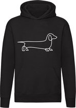 Teckel Hoodie - huisdier - hond - dog - dierendag - tekening - unisex - trui - sweater - capuchon