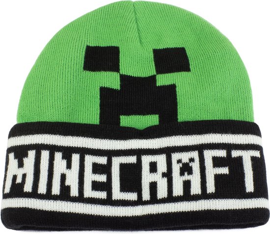 Minecraft - Creeper Gezicht Groen en Zwart Muts