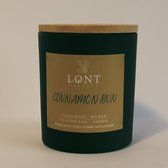 LONT candles - sojawas geurkaars - Cinnamon bun - kaneel, myrrh / cedarwood, amber - vrij van chemicaliën en ftalaten - handgemaakt - zwart - 520 gram