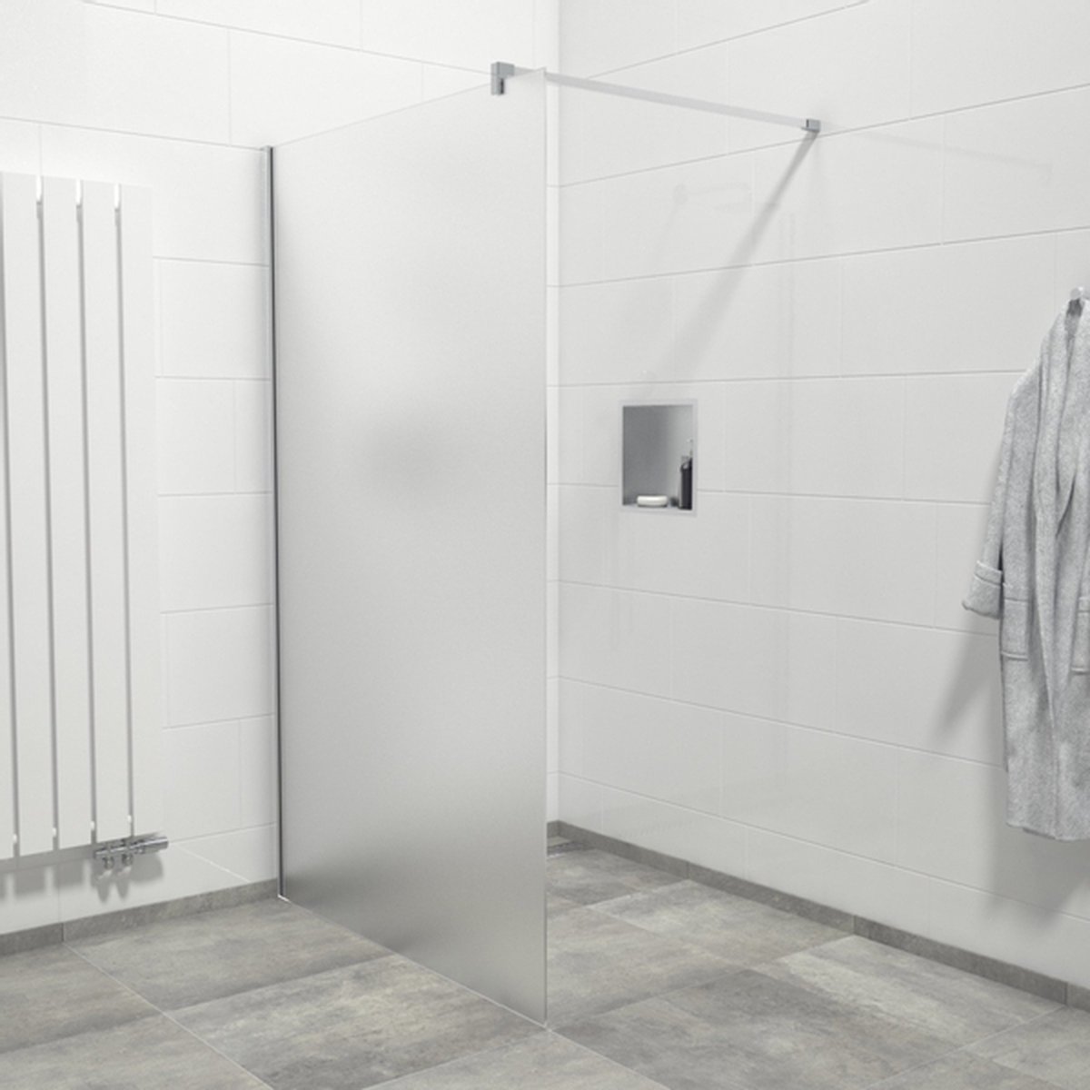 Saniclass Bellini inloopdouche 120x200cm veiligheidsglas mat glas anti kalk chroom