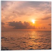 PVC Schuimplaat - Zonsondergang in de Middelandse Zee met Rustige Golven - 50x50 cm Foto op PVC Schuimplaat (Met Ophangsysteem)