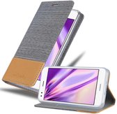 Cadorabo Hoesje geschikt voor Huawei Enjoy 7 in LICHTGRIJS BRUIN - Beschermhoes met magnetische sluiting, standfunctie en kaartvakje Book Case Cover Etui