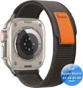 Smartwatchbandje geschikt voor Apple Watch 42/44/45/49 mm - Bandje Geschikt Voor Apple Watch Series SE , 1 , 2, 3, 4, 5, 6, 7, 8 en Ultra - Klittenbandsluiting - Zwart Grijs
