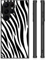 Smartphone Hoesje Geschikt voor Samsung Galaxy S23 Ultra Trendy Telefoonhoesjes met Zwarte rand Zebra
