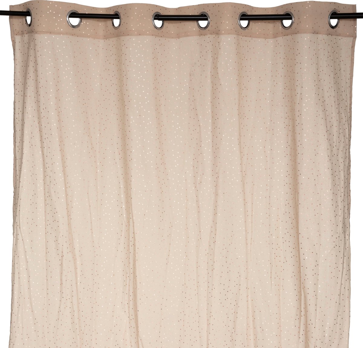 Atmosphera Gordijn Berlingot beige met goud - Kant en klaar met ringen - Gordijn raambekleding - 140 x 250 cm - Katoen