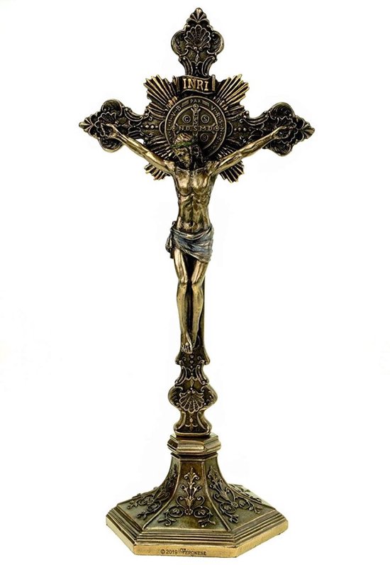 Veronese Design - Sint Benedictus Crucifix (aan de muur en staand) - (hxbxd)ca. 25cm x 11cm x 8cm