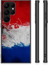 Mobiel TPU Hard Case Geschikt voor Samsung Galaxy S23 Ultra Telefoon Hoesje met Zwarte rand Nederlandse Vlag