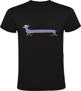 Teckel op skateboard Heren T-shirt | hond | dog | huisdier | dierendag | skaten | grappig