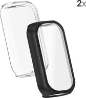 kwmobile 2 x Coque Compatible avec Fitbit Luxe - Coque de Protection Intégrale en Silicone pour Smartwatch en Noir / Transparent - Set de 2