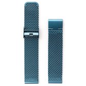 Milanese Mesh Grof Geweven Horlogebandje Roestvrij Staal + opening tool - Lichtblauw 16mm
