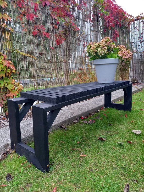 Chirurgie Uitrusting welvaart Tuinbank Design 2023 - 150CM - Grenen Hout - Zwart | bol.com