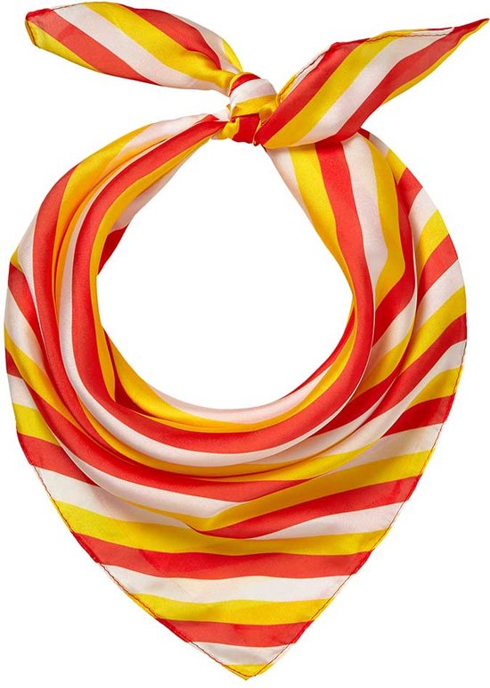 Apollo - Feest Bandana - Bandana sjaal - rood-wit-geel - one size - Bandana dames - Bandana Heren - Carnaval - Carnaval accessoires - Feestkleding Apollo