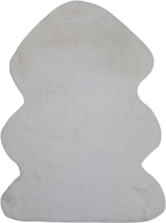 Schapenvacht NOBI wit - 55 x 40 cm - Kleed - Imitatiebont - Polyester - Kleedje - Zacht - wit