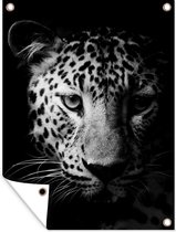 Muurdecoratie buiten Panter - Wilde dieren - Zwart wit - Dieren - 120x160 cm - Tuindoek - Buitenposter