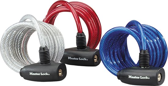 Master Lock Fietskabelslot [Combinatie] [1,2 m Oprolkabel] [Buiten] [Willekeurige kleur] 8143EURDPROCOL - Ideaal voor (Elektrische) fietsen, Skateboards, Kinderwagens, Grasmaaiers en andere apparaten voor buitenshuis