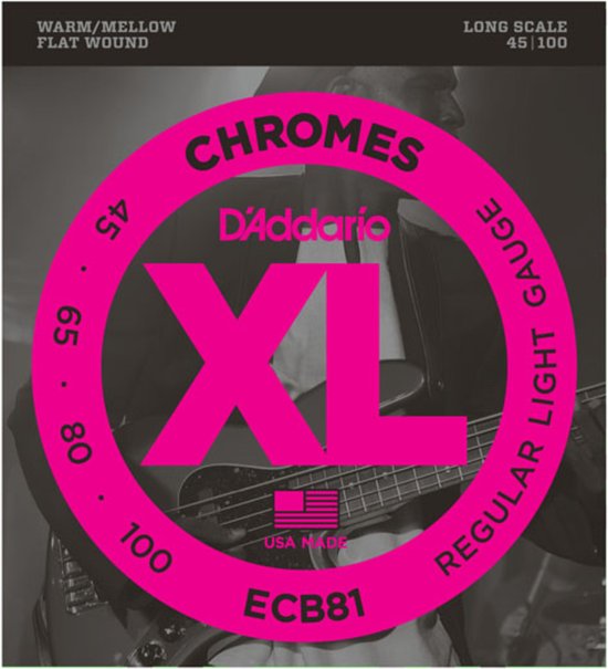 D'Addario ECB81 45-100 Chromes Flatwound Stainless Steel - Snarenset voor 4-string basgitaar