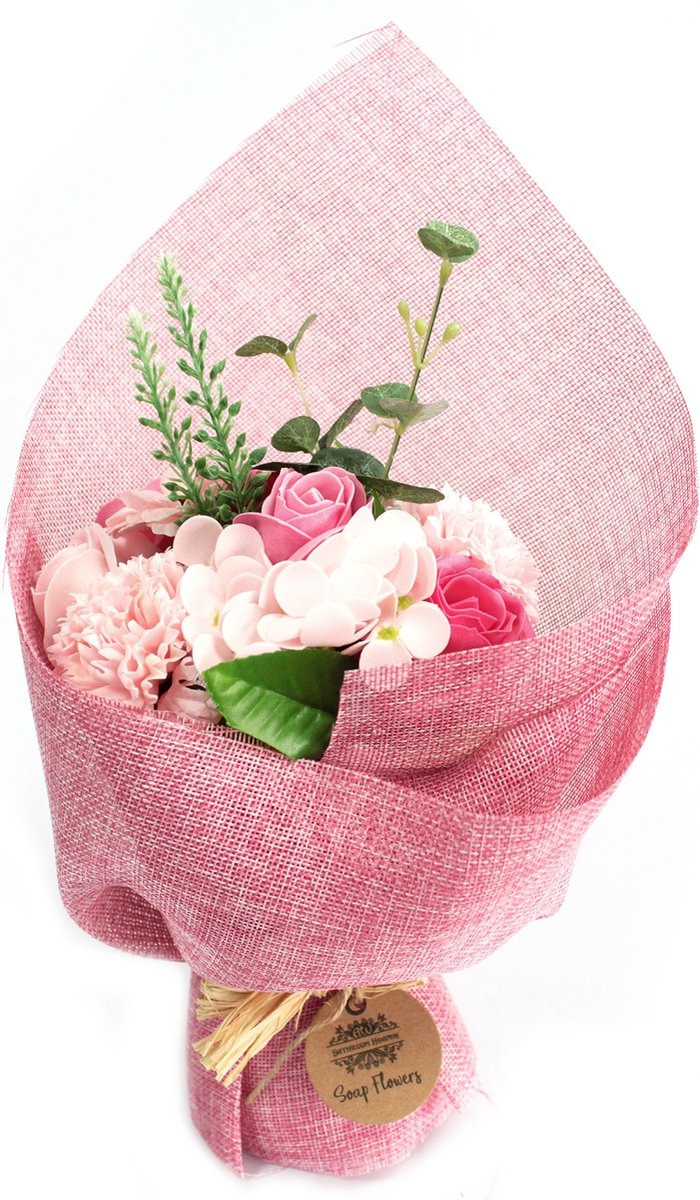 Zendro - Zeep Bloemen - Luxe Bloemboeket - Valentijnsdag cadeau - Boeket Zeep Bloemen Roze - Geschenkdoos - Cadeau voor haar - Roos Valentijn - Liefde