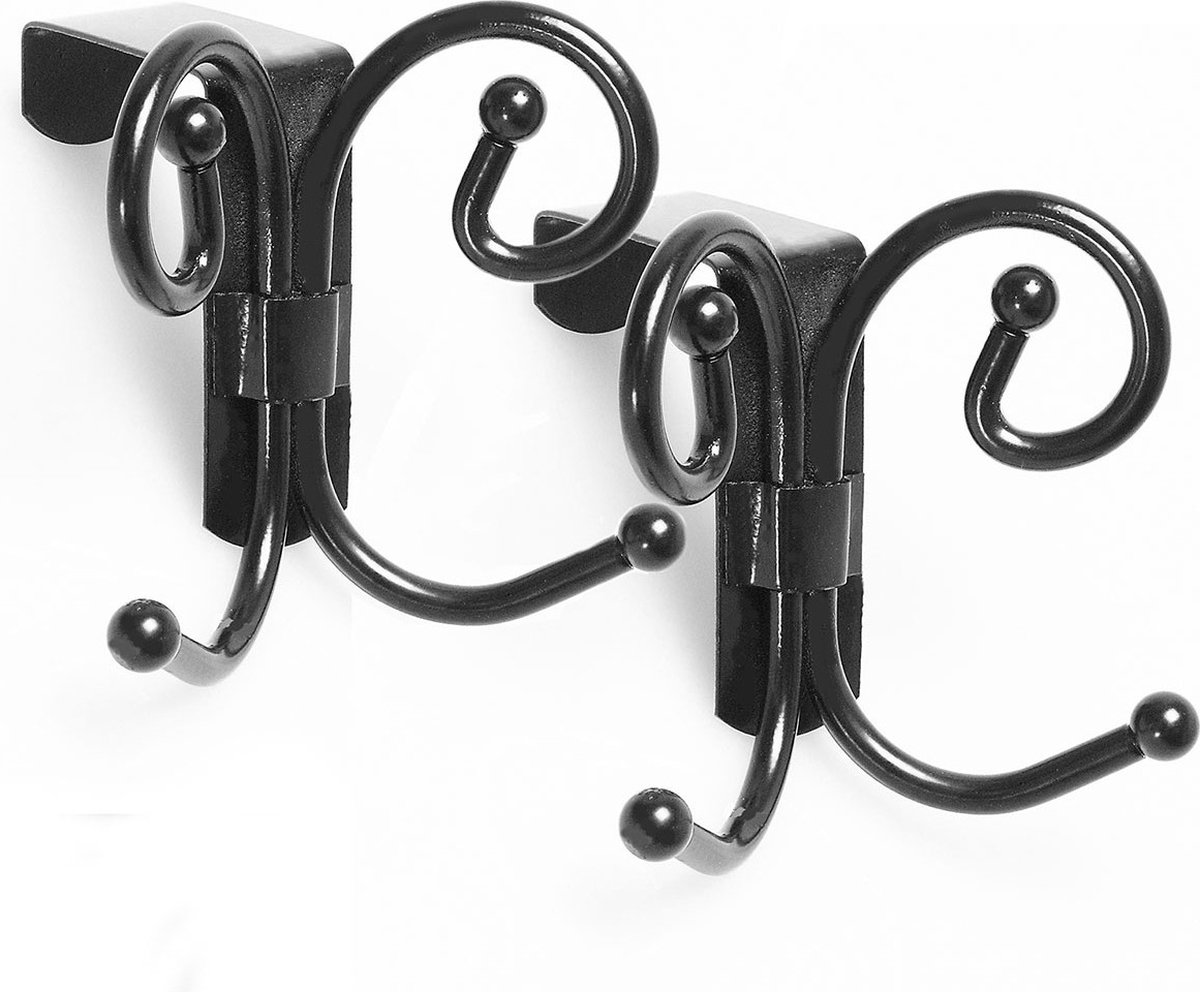 CALICOSY - Set van 2 kapstokken voor deuren in imitatie smeedijzer 4cm