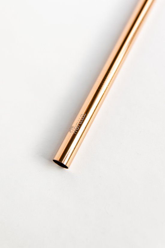 Pailles en métal Honua - Réutilisables - Set de 11 pièces - Pailles durables - Acier inoxydable - Smoothie - Or rose