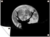 Poster Silhouette de cerf devant la lune Jardin 80x60 cm - Toile de jardin / Toile d'extérieur / Peintures pour l'extérieur (décoration de jardin)
