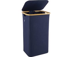 Bathola Wasmand met deksel, wasmand met uitneembare wit, ademende waszak, wassorteerder voor badkamer, slaapkamer, wasverzamelaar, Laundry Baskets, opvouwbare wasbox, 100 liter, donkerblauw