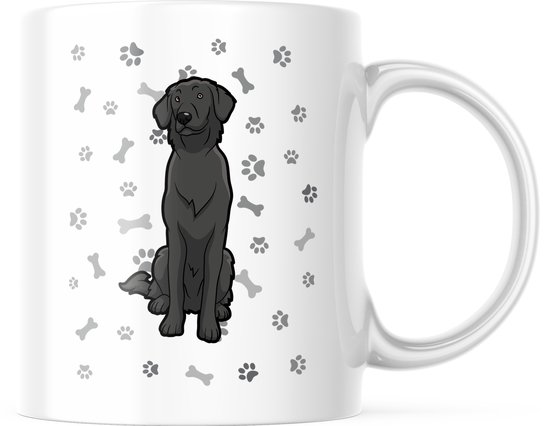 Dog Lover Mug avec image : retriever à poil plat avec pattes de chien | Amoureux des Chiens | Sort de Chiens | Cadeau | Mug drôle | Tasse de café | Gobelet à café | Tasse à thé | Tasse de thé