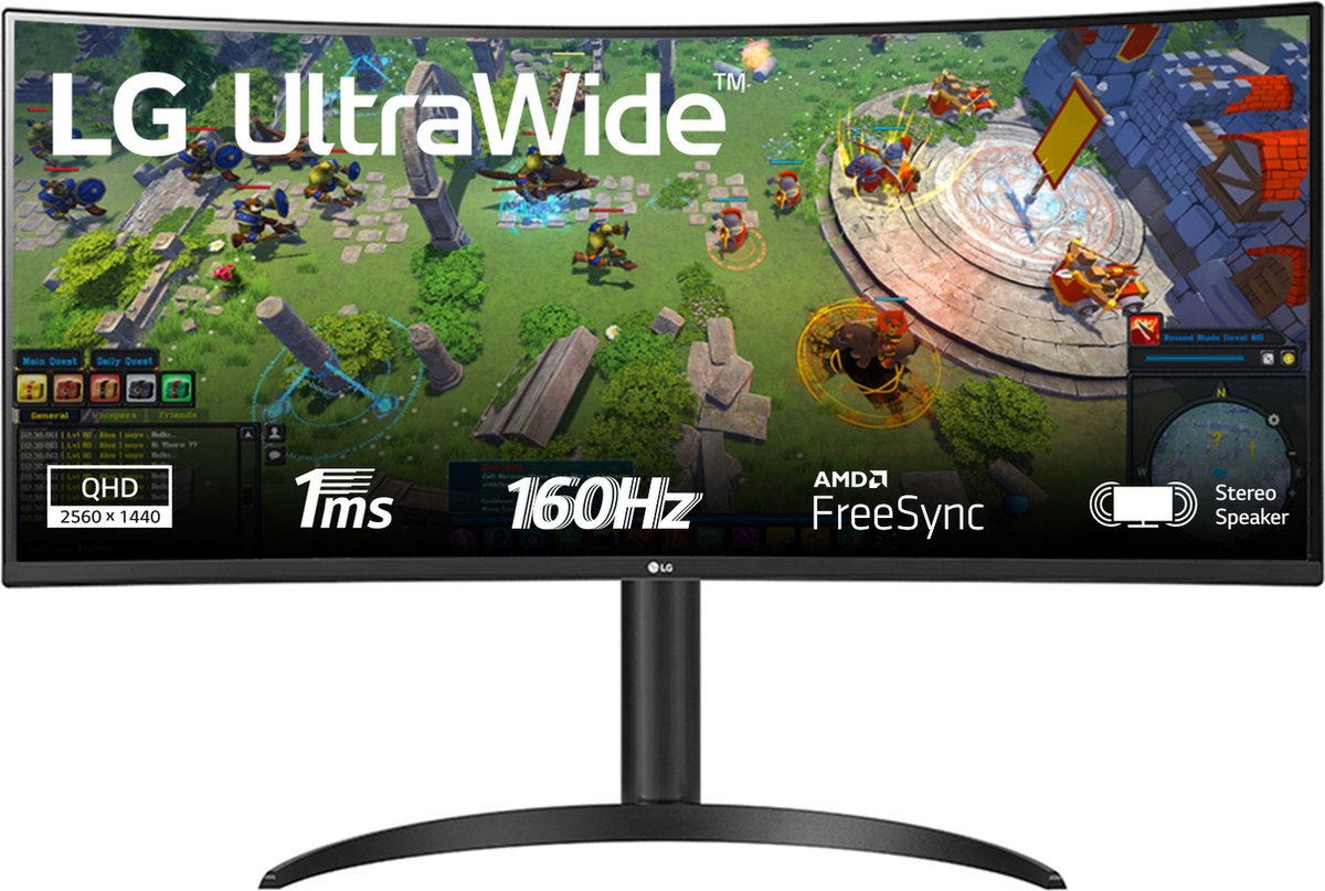Lg 34wp65c-b 34´´ Uwqhd Tipo Panel Led 160hz Gebogen Gaming-monitor Transparant