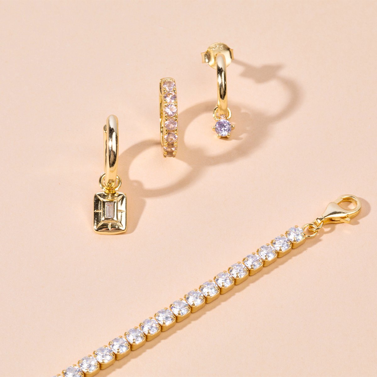 Gouden Oorbellen Geboortesteen April Kristal | dames cadeau