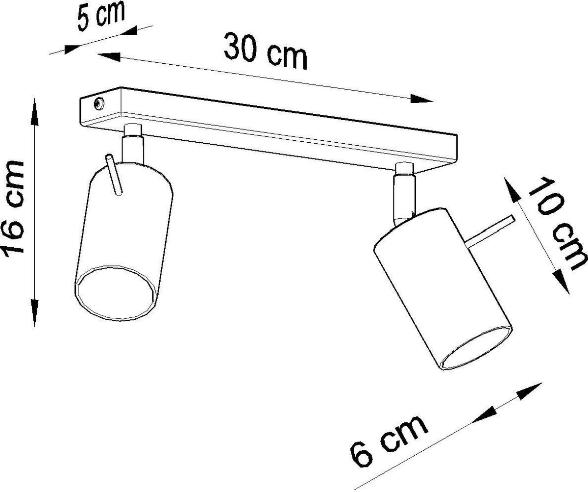 Hanglamp design met 2 peertjes RANDY - Staal - 8 x 30 x 15 cm - Zwart