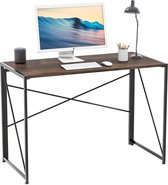 Intirilife rustieke inklapbare tafel in zwartbruin voor werken, lezen en opbergen - computer bureau werktafel