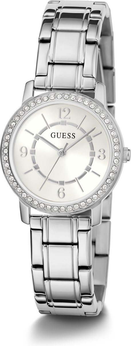 Guess Dames Horloge GW0468L1 Staal Quartz met Zilverkleurige Wijzerplaat en Zirkonia 32mm