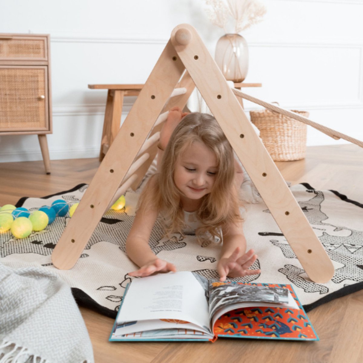 Ette Tete Sipitri - Houten Pikler klimrek - 2 segmenten - Open Ended play - Montessori - Klimtoren - Inklapbaar - Duurzaam — afbeelding 5