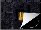 Inductie beschermer - Ganesha beeld - Goud - Spiritueel - Bakstenen - Zwart - Inductie beschermingsmat - Fornuis afdekplaten - 60x52 cm - Keuken accessoires - Keuken decoratie - Inductie protector