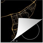 KitchenYeah® Inductie beschermer 78x78 cm - Kaart - Capelle aan den IJssel - Goud - Zwart - Kookplaataccessoires - Afdekplaat voor kookplaat - Inductiebeschermer - Inductiemat - Inductieplaat mat