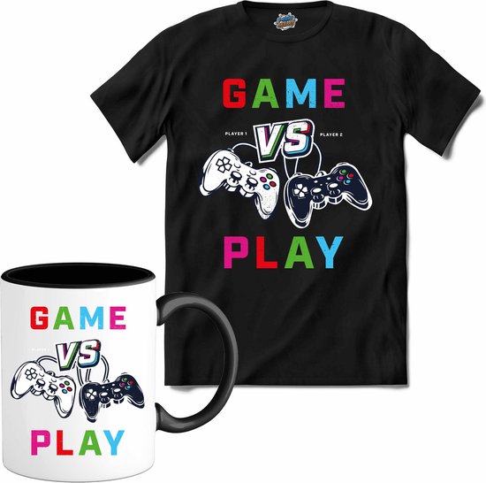Game Vs Play | Gamen - Hobby - Controller - T-Shirt met mok - Unisex - Zwart