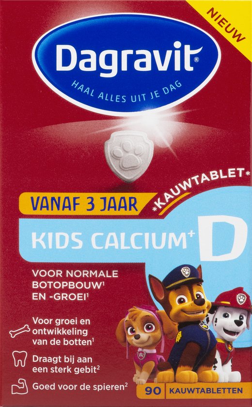 Dagravit Kids Calcium + Vitamine D 3+ jaar - Vitaminen - 90 kauwtabletten
