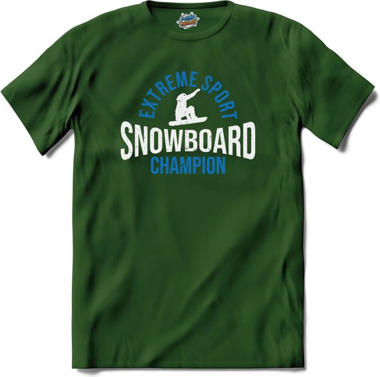 Snowboard Champion | Snowboarden - Bier - Winter sport - T-Shirt - Unisex - Bottle Groen - Maat 4XL